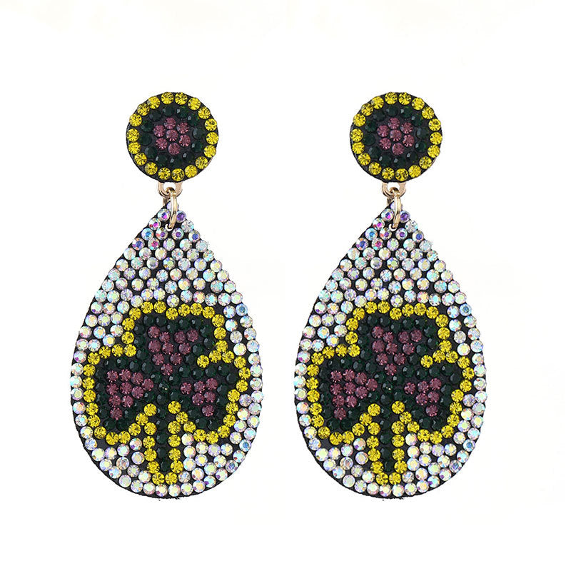 Wholesale Music Carnival Earrings Super Flash Set Rhinestone Exaggerated Hand Earrings